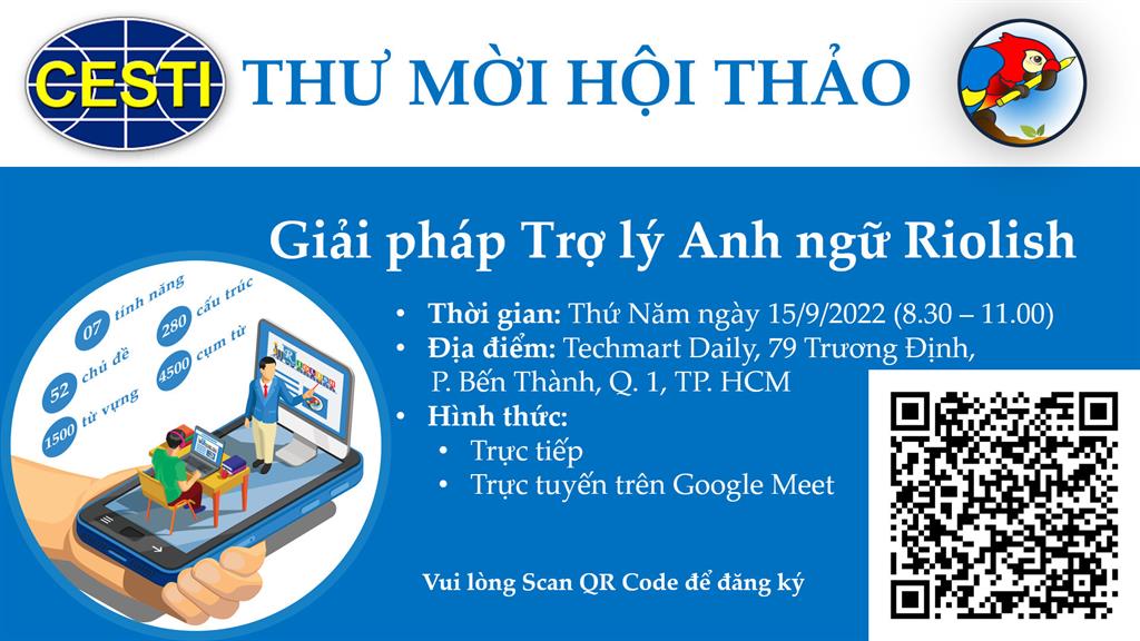 HỘI THẢO “GIẢI PHÁP TRỢ LÝ ANH NGỮ RIOLISH”