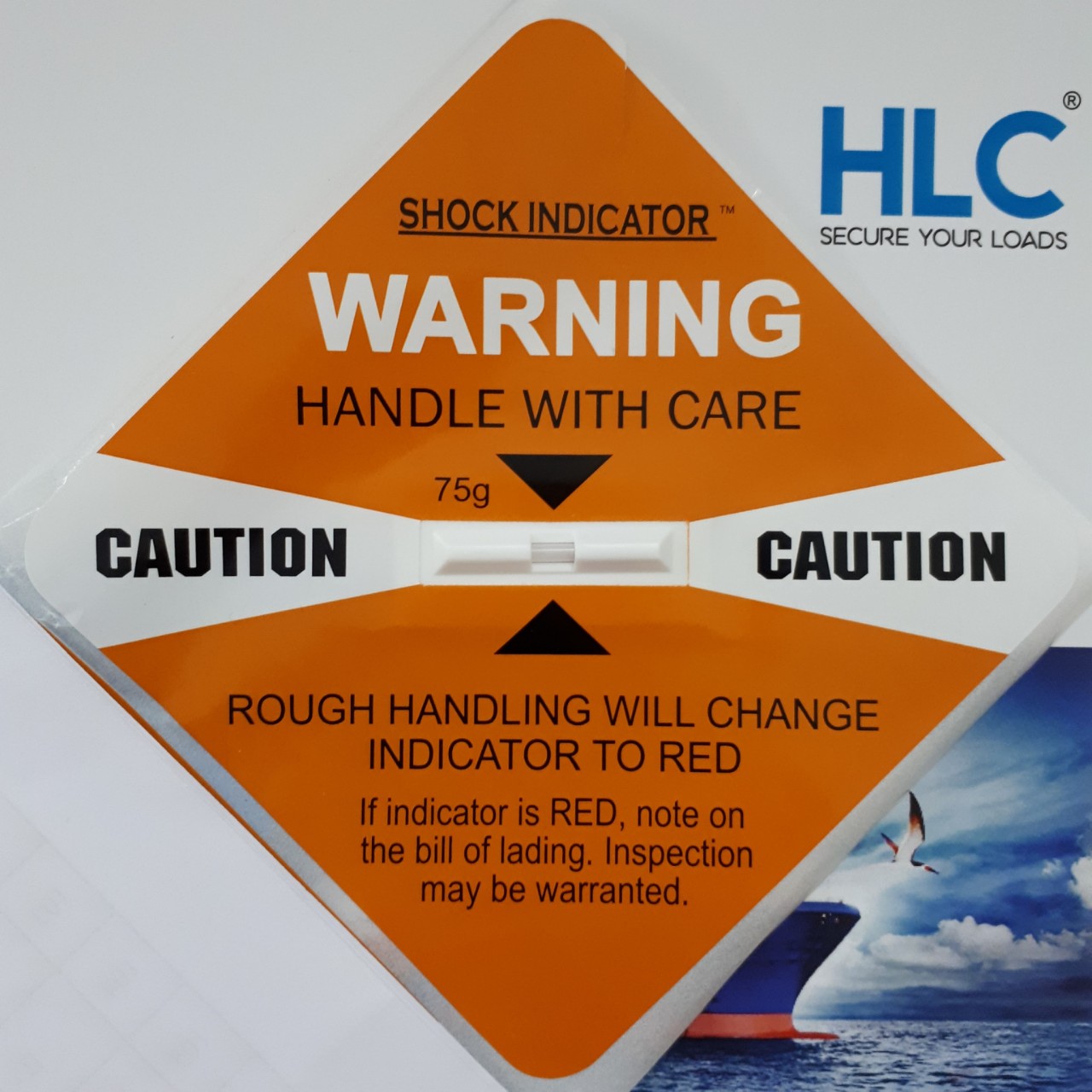 Nhãn cảnh báo hàng hóa bị va đập màu cam, đỏ, tím, vàng, xanh