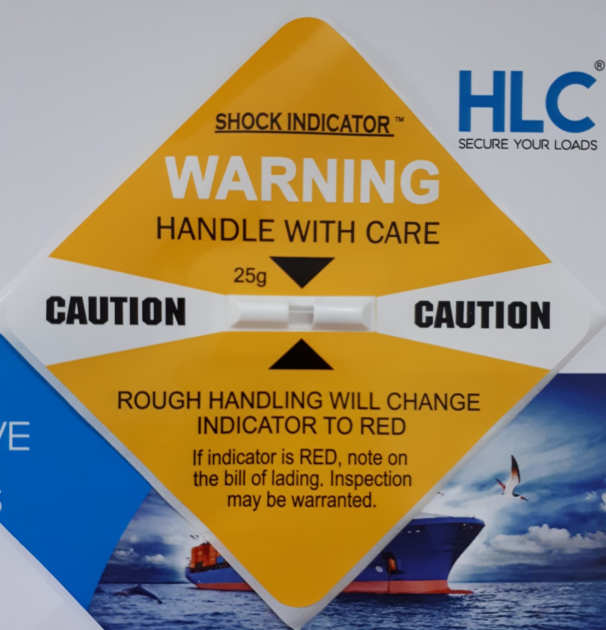 Nhãn cảnh báo hàng hóa bị va đập màu cam, đỏ, tím, vàng, xanh