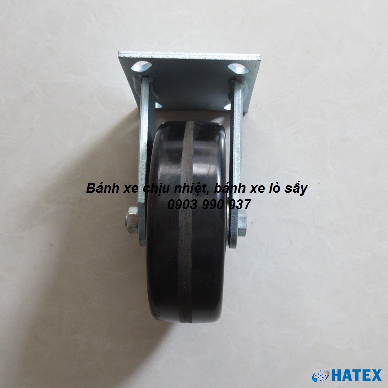 Bánh xe Phenolic chịu nhiệt độ cao Ø150 càng thép cố định