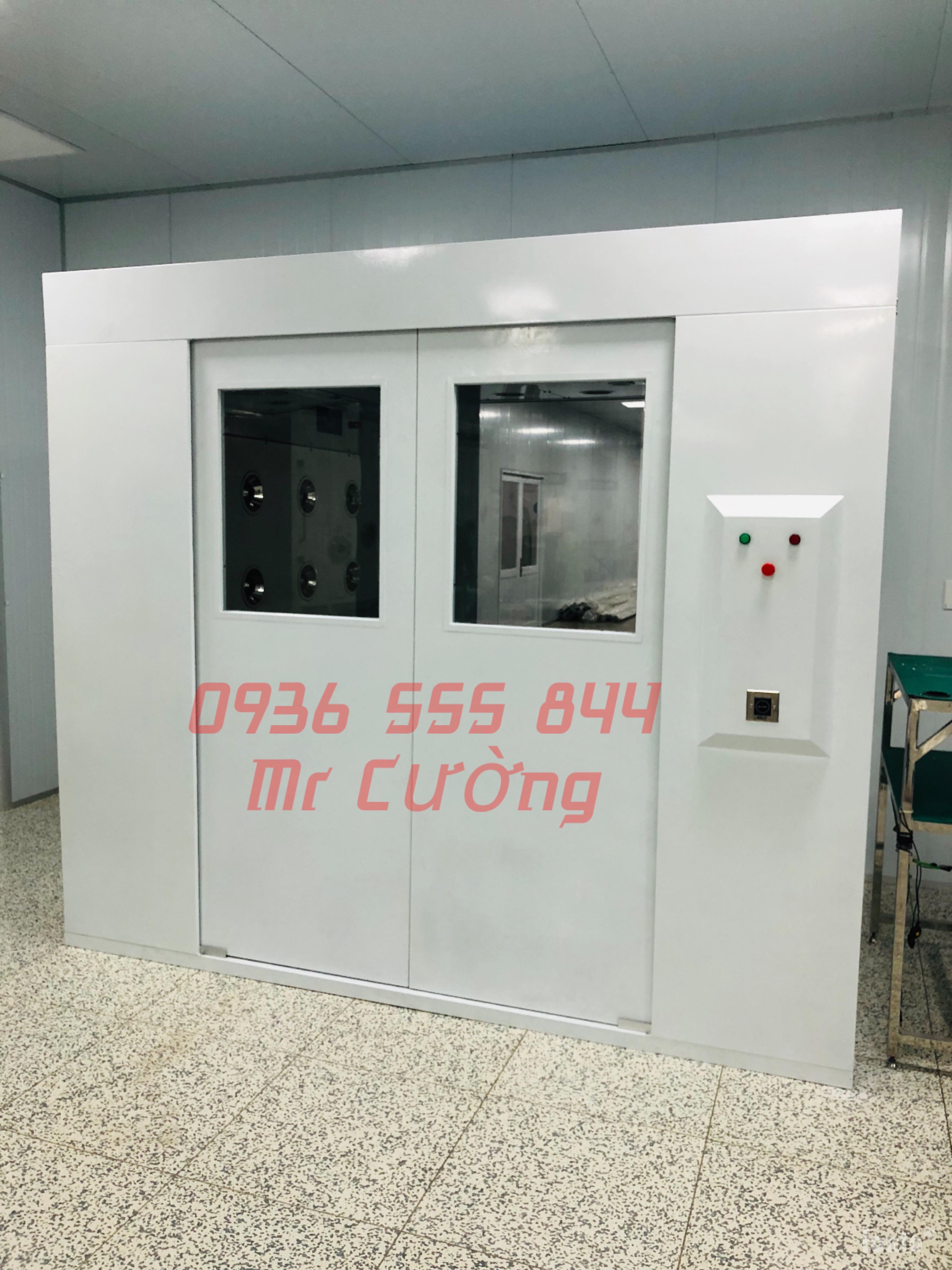Air shower cửa trượt tự động 2 c&aacute;nh (Sắt sơn tĩnh điện)