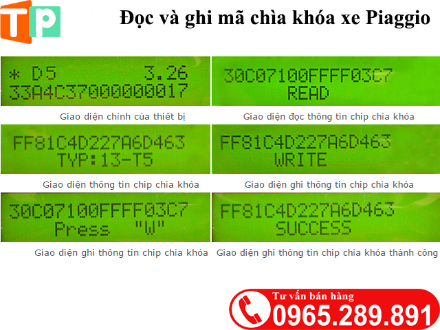 D5 đọc ghi mã từ khóa xe Piaggio