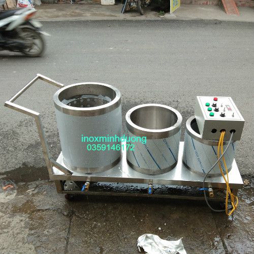Bộ nồi nấu phở 3 nồi c&oacute; xe đẩy