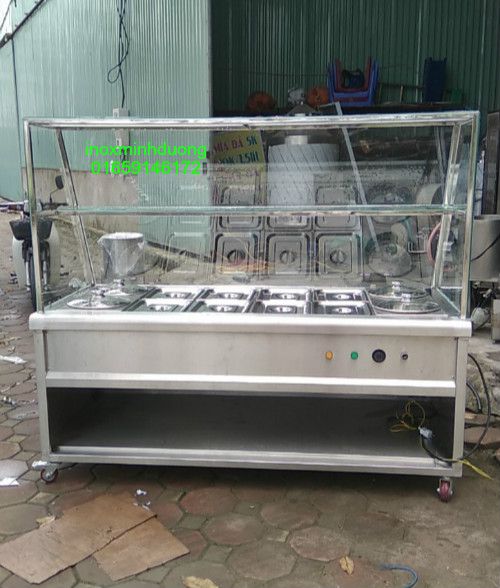 Tủ giữ n&oacute;ng 8 khay 4 nồi c&oacute; k&iacute;nh