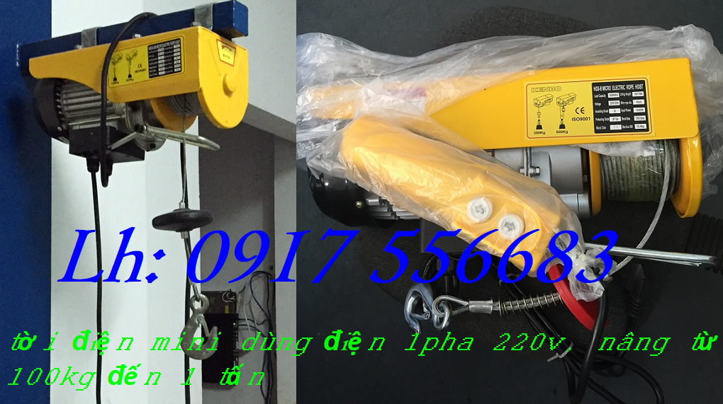 Tời điện mini PA400 tải trọng nâng 200/ 400kg chiều cao nâng 12m, 30m, dùng điện 1 pha 220v